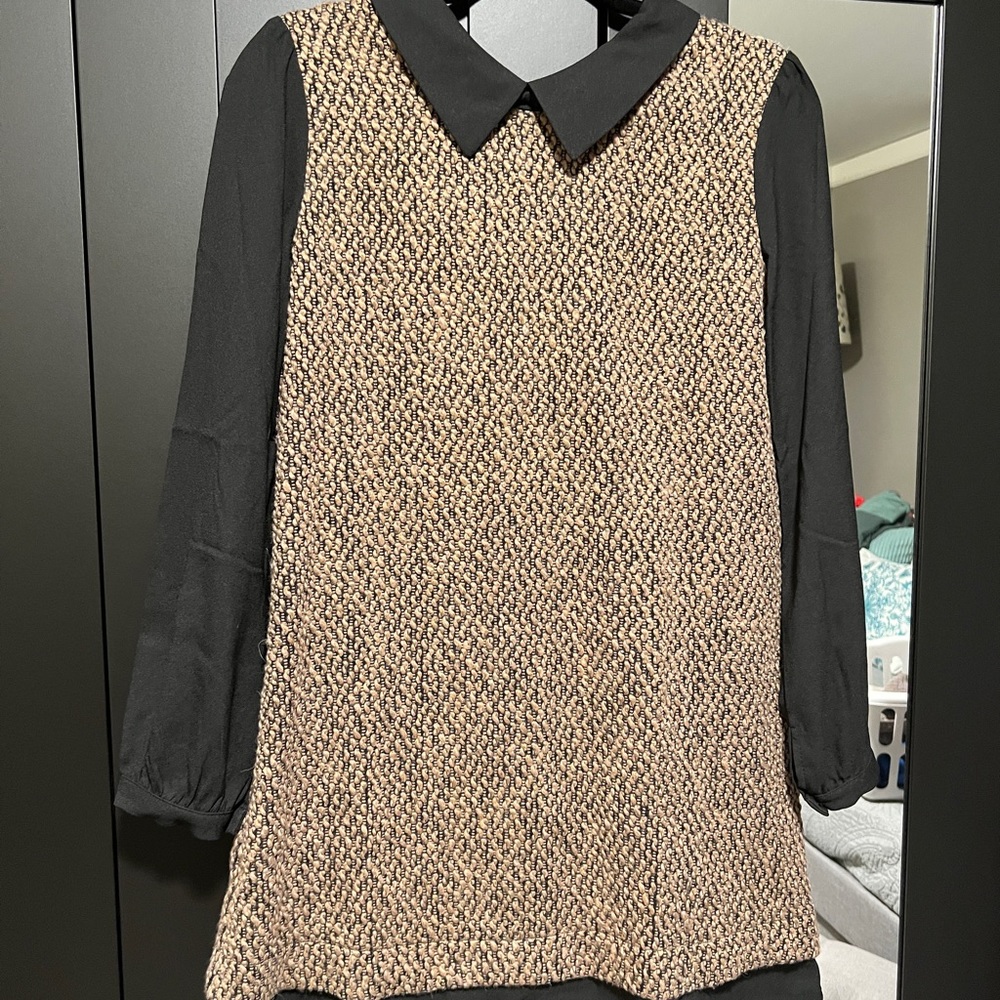 60's style tweed long sleeve shirt or mini dress